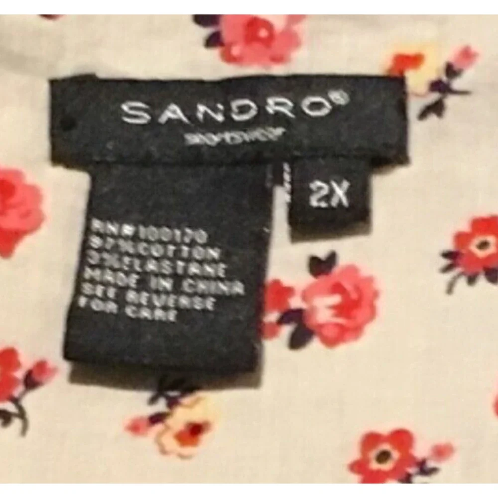 Sandro Sportswear Black Cotton Cropped Jacket Button Front Women’s Size 2X